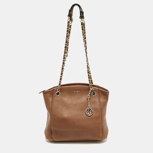 Dkny Brown Leather Chain Shoulder Bag